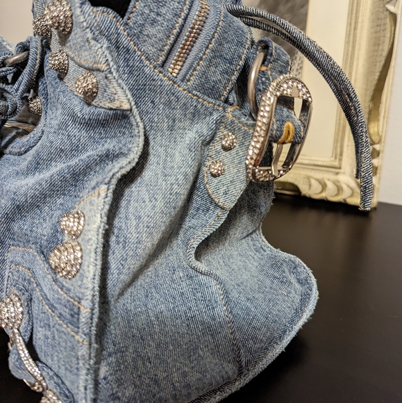Balenciaga Neo Cagole City Handbag in Denim and Crystal - Picture 8 of 13